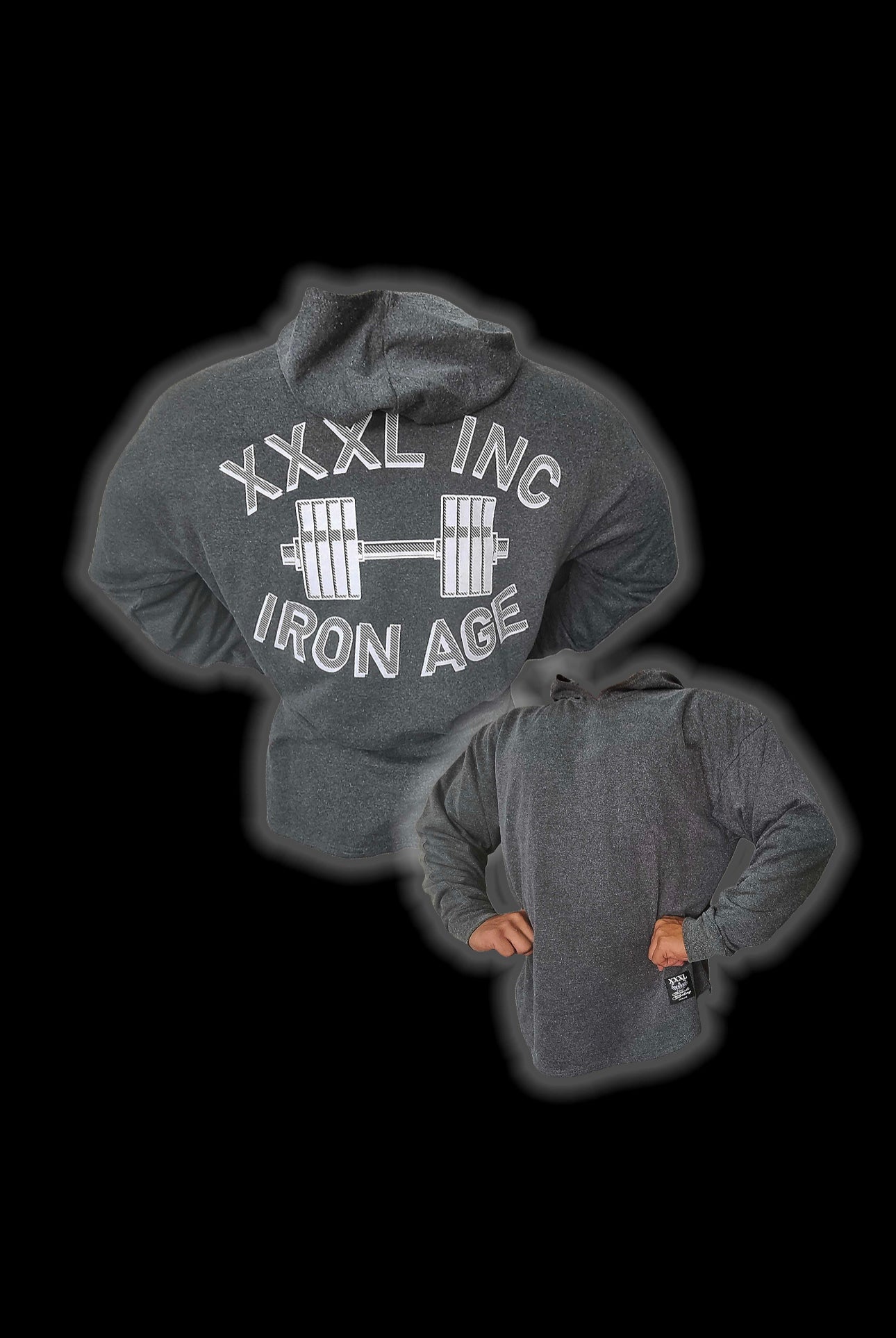 “Iron Age Logo" Vintage wash French Terry Hoodie - Charcoal