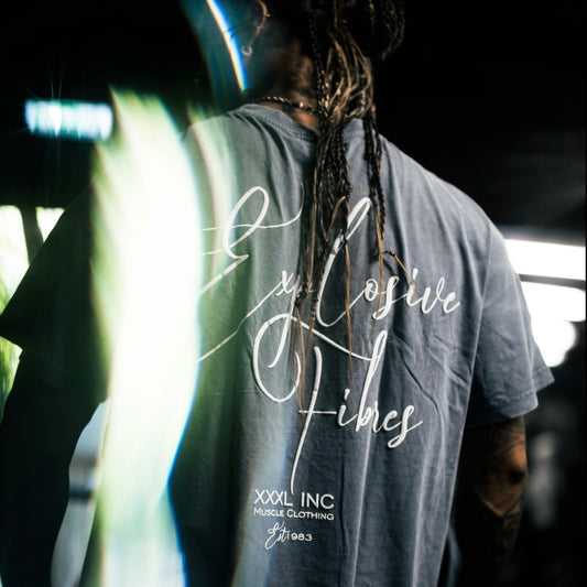 " Cursive Script" Stone washed Oversized T - Pastel Navy
