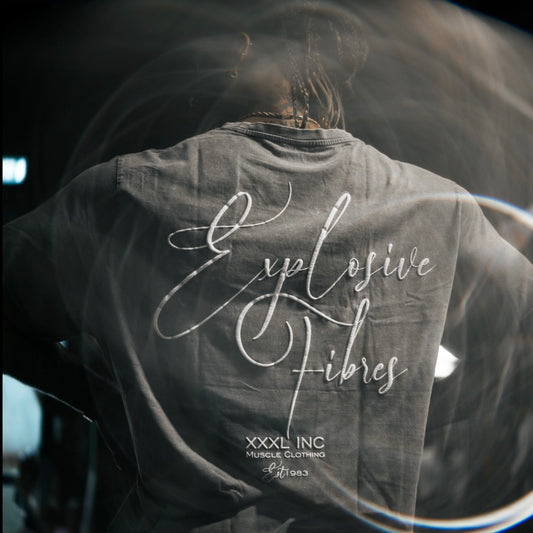 " Cursive Script" Stone washed Oversized T - Pastel Slate