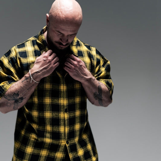 Oversized Muscle Shirt -Yellow Black