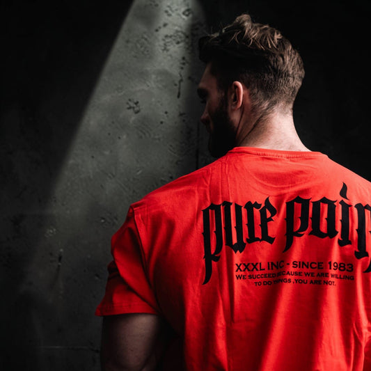 "Pure Pain" Oversized 3/4 sleeve T - Phone Box Red
