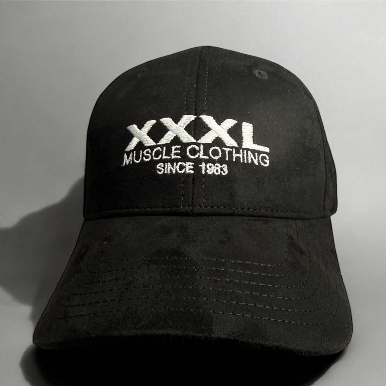 "Classic XXXL Embroidered Logo" Sueded Baseball Cap - Black