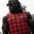 Hooded Muscle Cut T - Red/Yellow Plaid