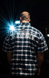 "Be Legendary" Oversized Muscle Shirt  Blue/White Plaid