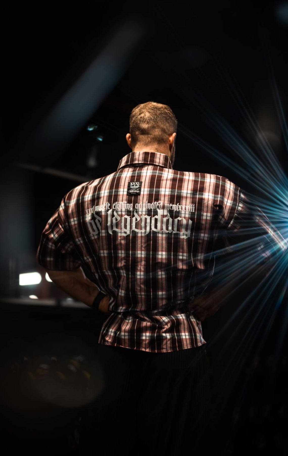 "Be Legendary" Oversized Muscle Shirt -  Red/Black/White Plaid