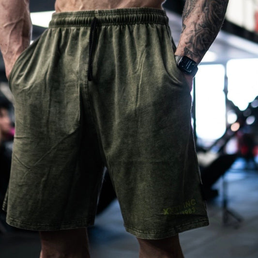 Stone Washed Shorts - Olive