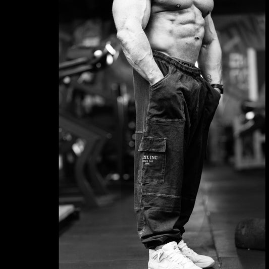 GymJean - Stonewash Black Denim with Black Stitch