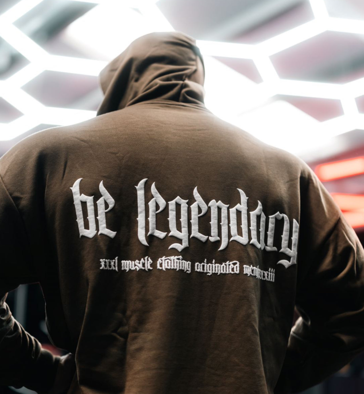 "Be Legendary" Pump-cover Hoodie - Khaki