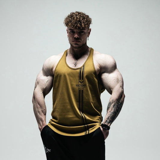 "Victory Retro" Classic Muscle Vest - Khaki Brown