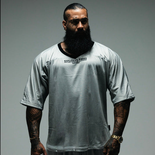 "XXXL INC " Airtex V neck Shirt  - Smoke Grey