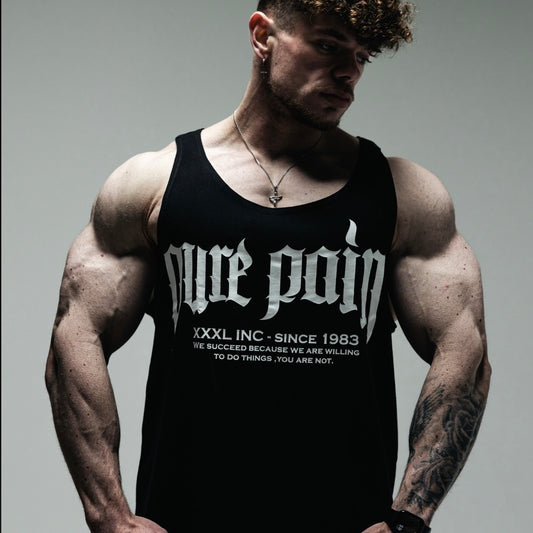 "Pure Pain" 100% Cotton Box Cut Tank - Black