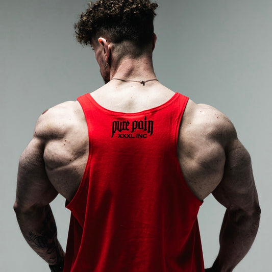 "Pure Pain" 100% Cotton Box Cut Tank - Phone Box Red