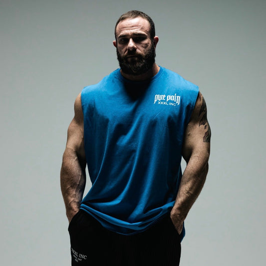 "Pure Pain" Box cut Sleeveless T   - Carolina Blue