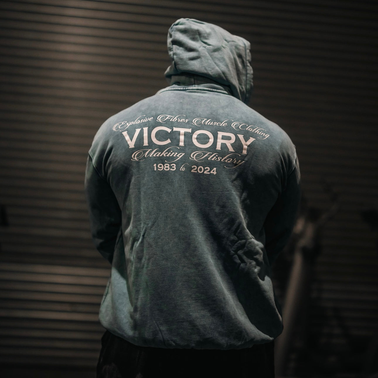 "Victory" Oversized Zip Hood  - Stonewash Blue