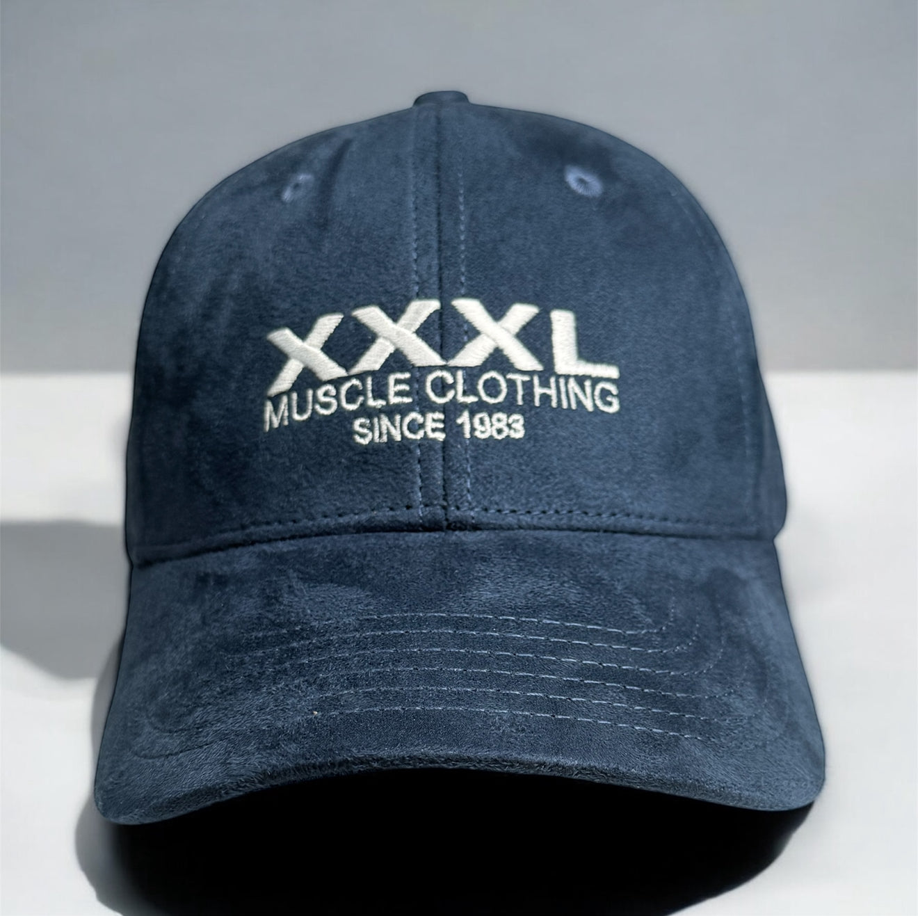 "Classic XXXL Embroidered Logo" Sueded Baseball Cap - Soft Navy Blue
