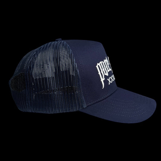 "Pure Pain Embroidered Logo"  Snapback Cap - Navy Blue