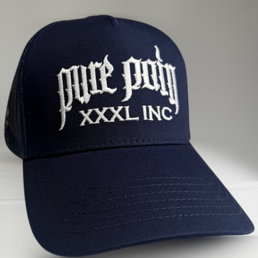 "Pure Pain Embroidered Logo"  Snapback Cap - Navy Blue