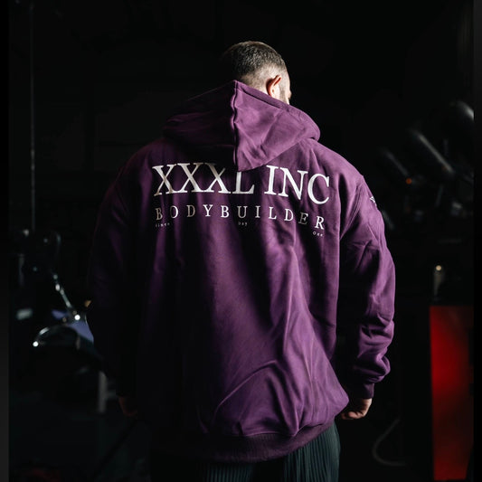 "Bodybuilder" 400gsm 100% Cotton Zip Hoodie - Grape