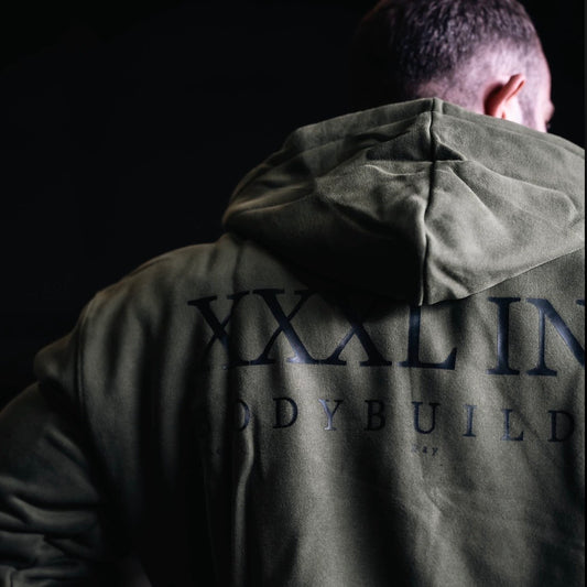"Bodybuilder" 400gsm 100% Cotton Zip Hoodie - Olive