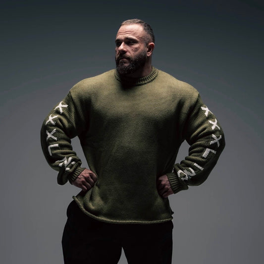 "XXXL INC Knit Logo" Chunky Knit Sweater - Moss
