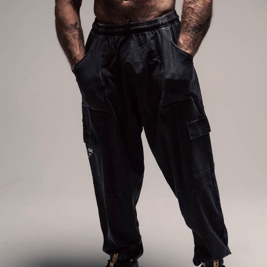 GymJean - Stonewash Black Denim with Black Stitch