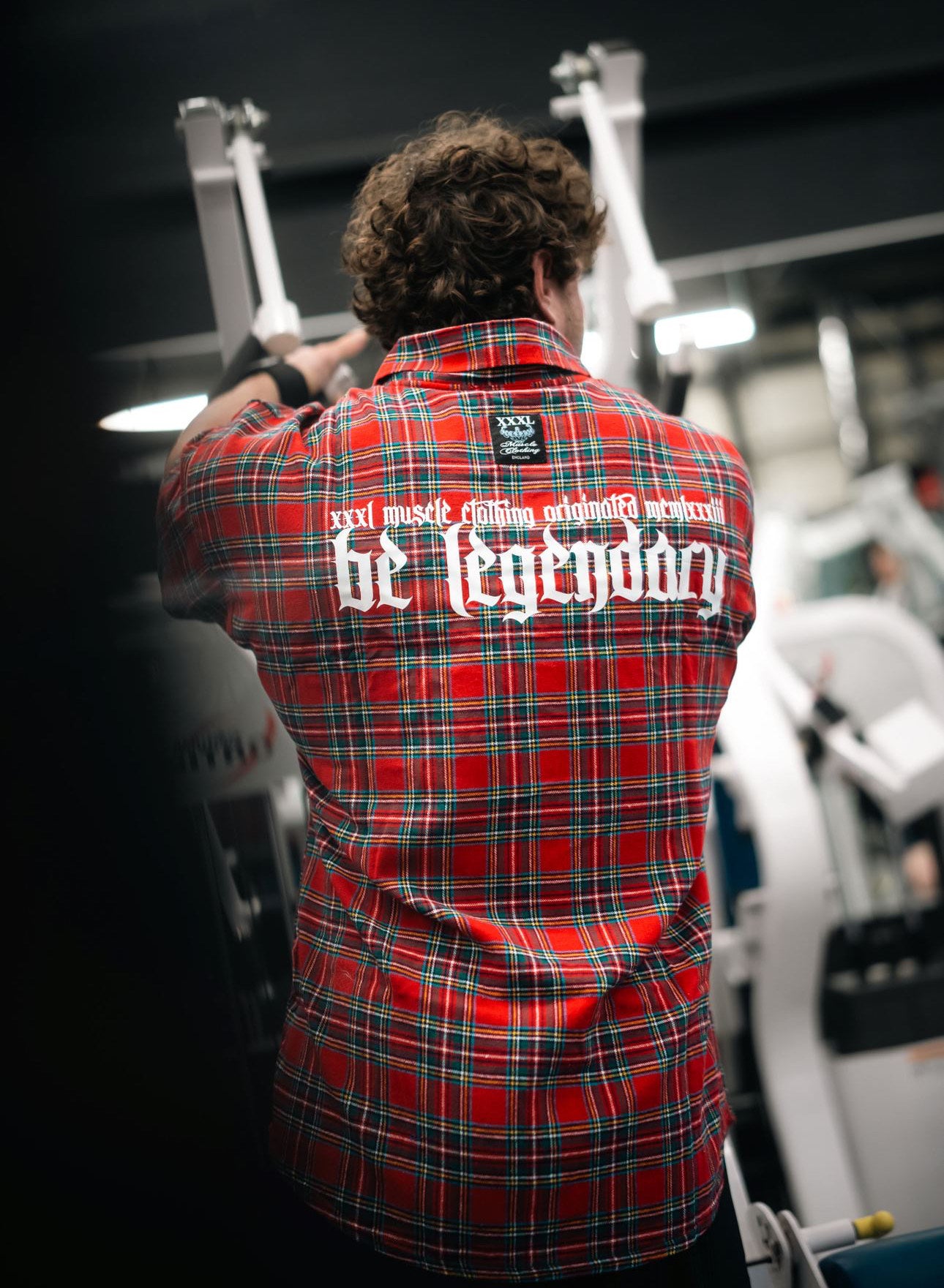 "Be Legendary" Oversized Muscle Shirt - Red II Plaid