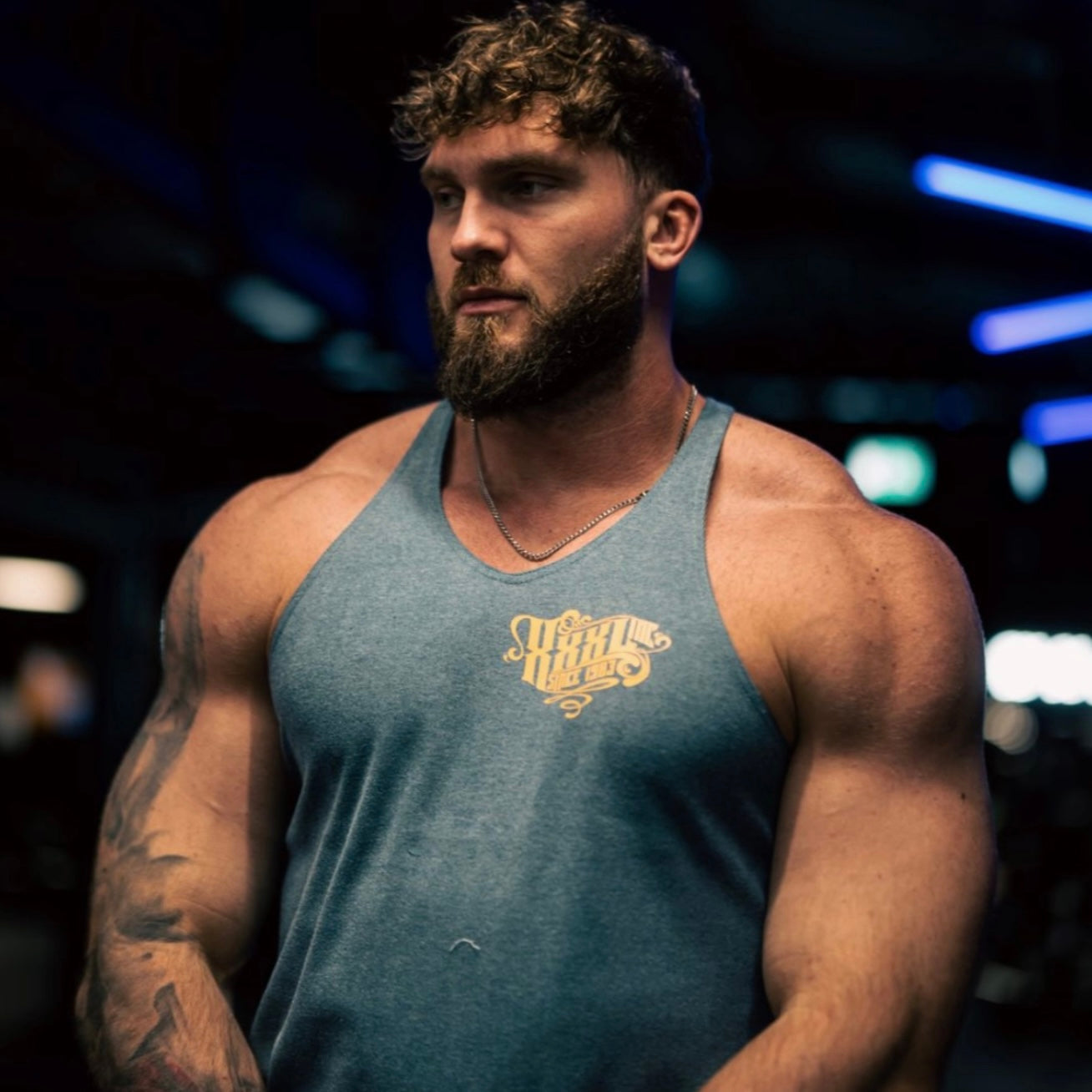 "Scrolled XXXL Inc" Vintage Wash Muscle vest- Washed Teal