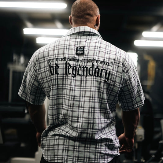 "Be Legendary" Oversized Muscle Shirt -Mint Plaid