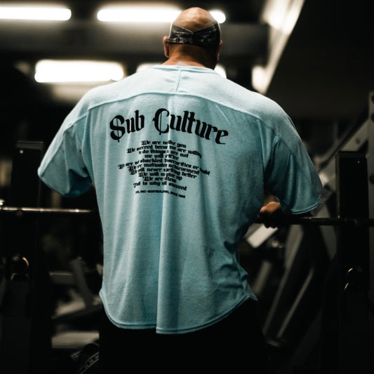 " Sub Culture " Old-school towelling Rag Top - Sky