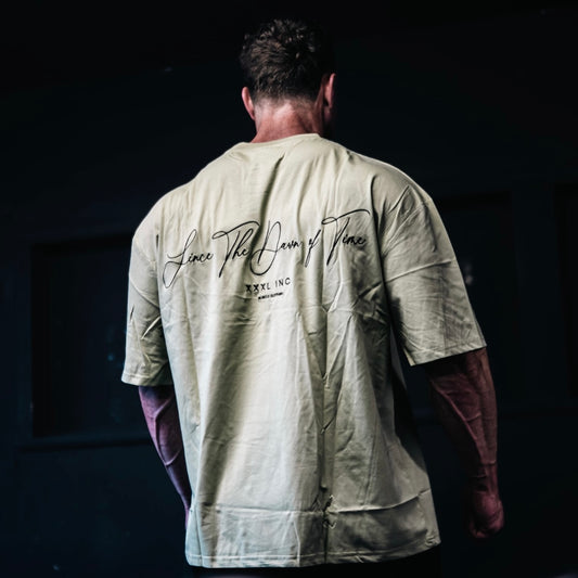 " Since The Dawn of Time" Embroidered Box Cut T - Lime