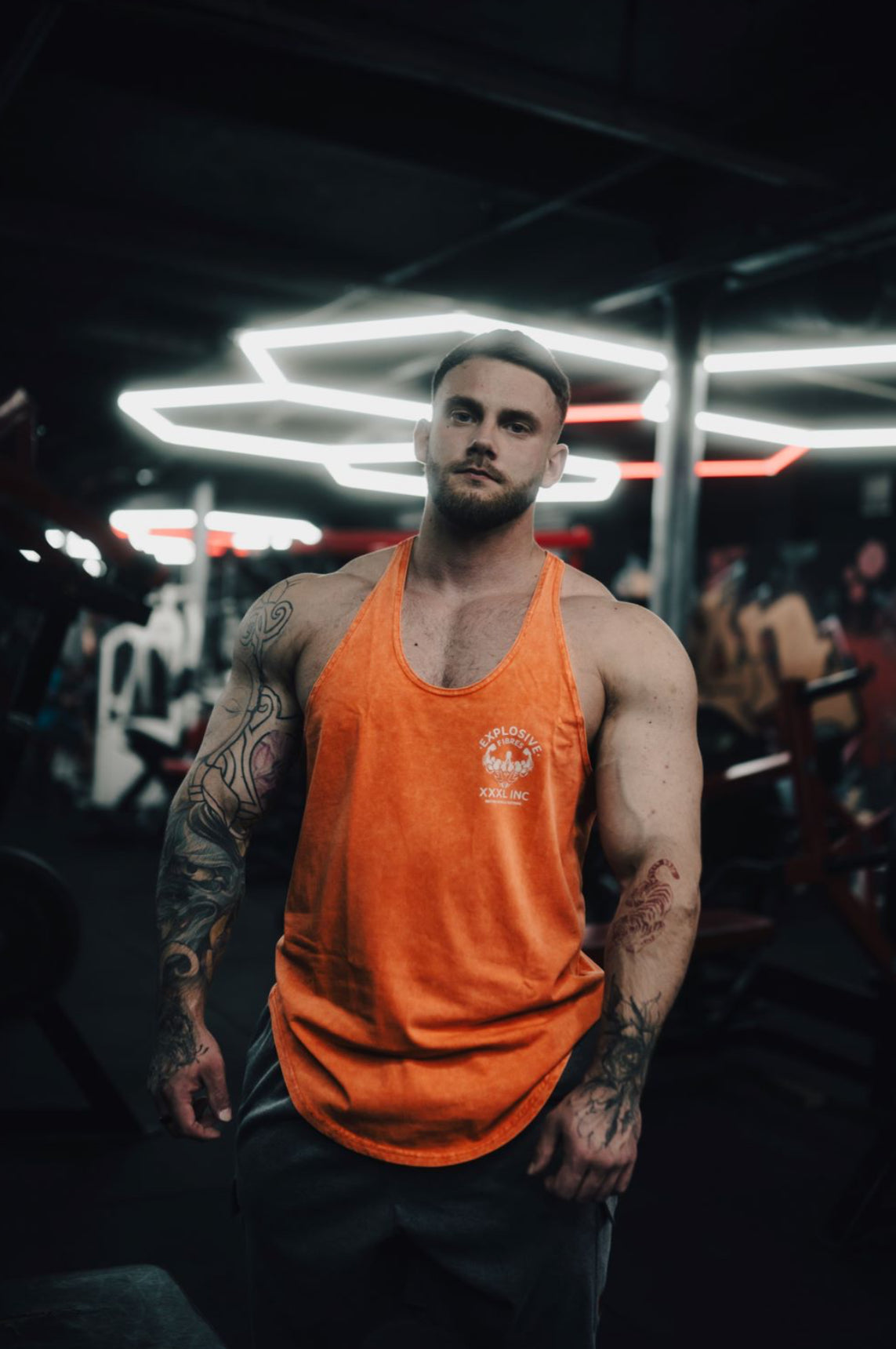 "Stone Washed" Muscle vest- Orange