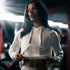 ”League Of Our Own” Ladies Hooded Crop Sweat - White