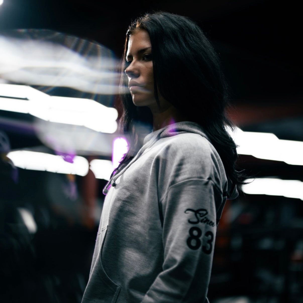 ”League Of Our Own” Ladies Hooded Crop Sweat - Ash Grey