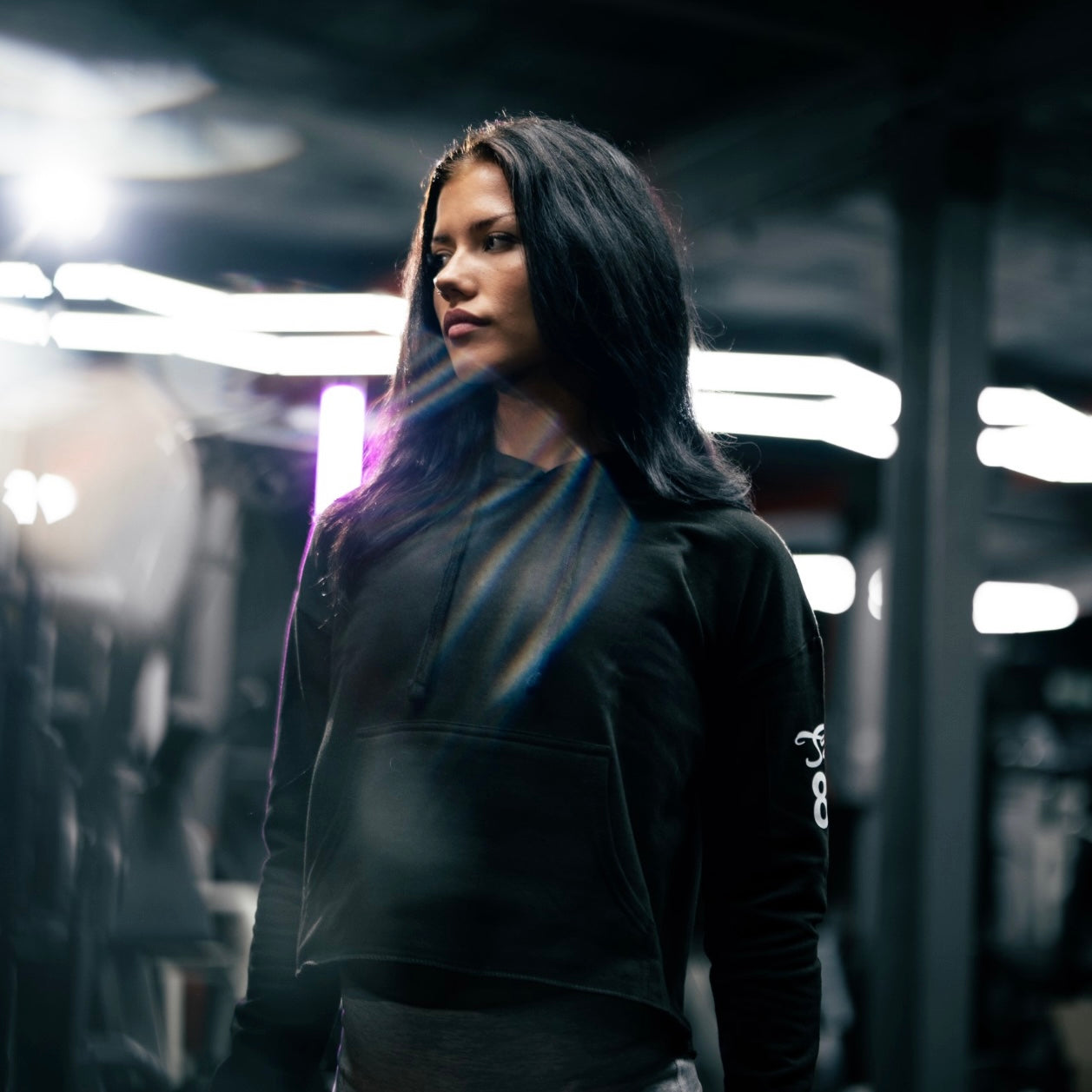 ”League Of Our Own” Ladies Hooded Crop Sweat - Black