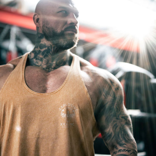 "Stone Washed" Muscle vest- Sand