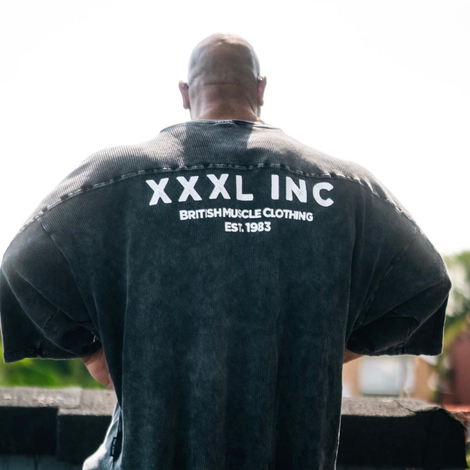 "XXXL INC" 3/4 sleeve  Rag Top - Stonewash Black