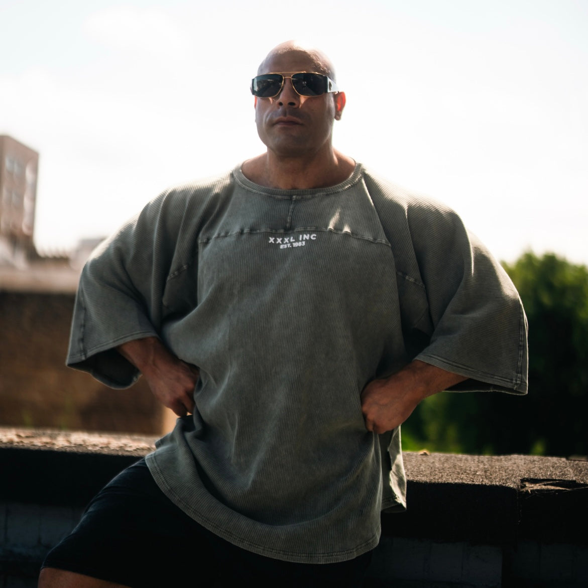 "XXXL INC" 3/4 sleeve  Rag Top - Stonewash Olive