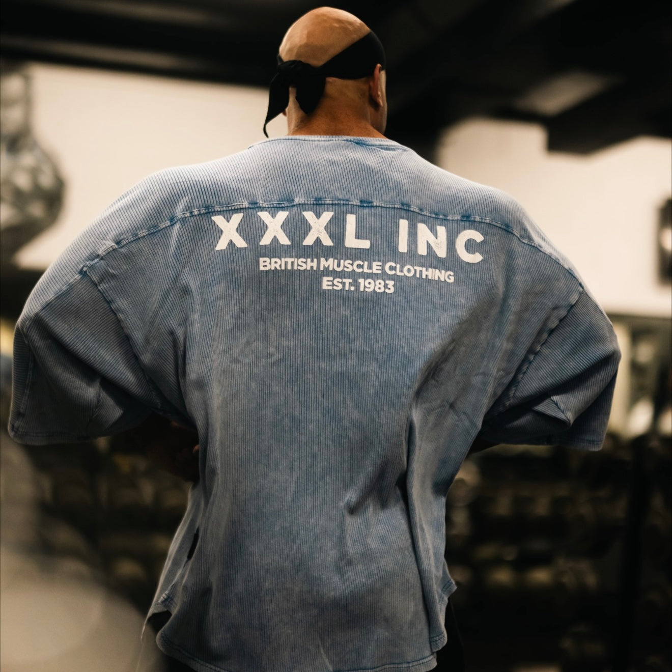 "XXXL INC" 3/4 sleeve  Rag Top - Stonewash Denim