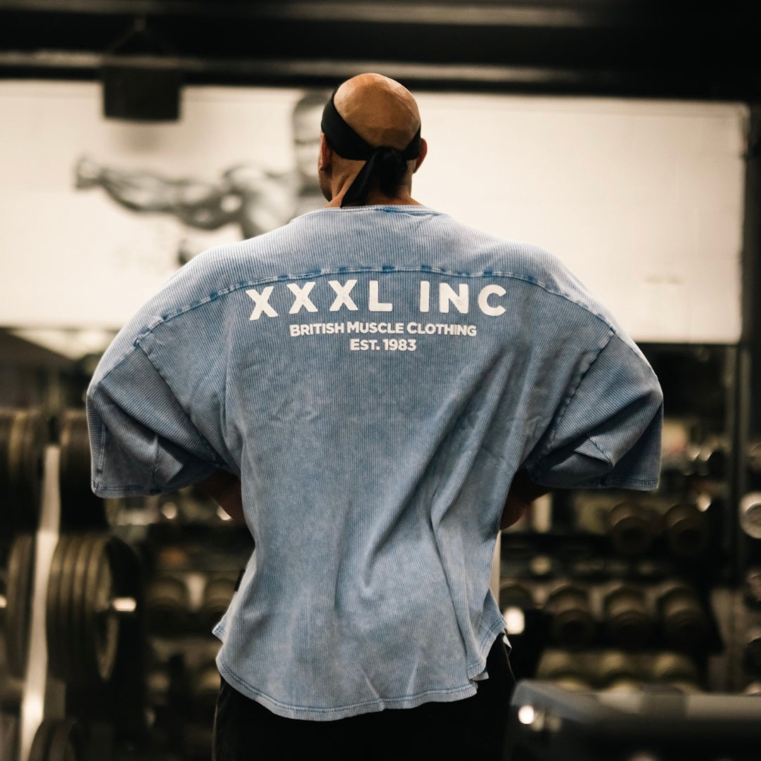 "XXXL INC" 3/4 sleeve  Rag Top - Stonewash Denim
