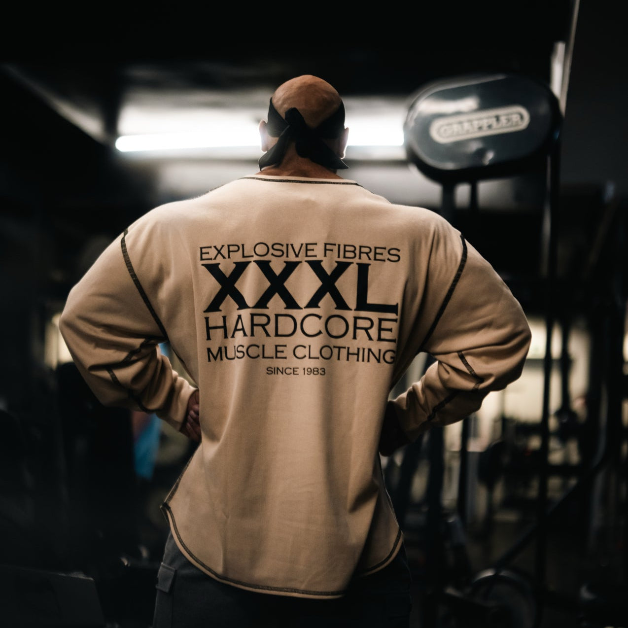 "Classic XXXL Logo" Vintage Wash Top stitched Sweat - Vanilla Cream (Limited Edition)
