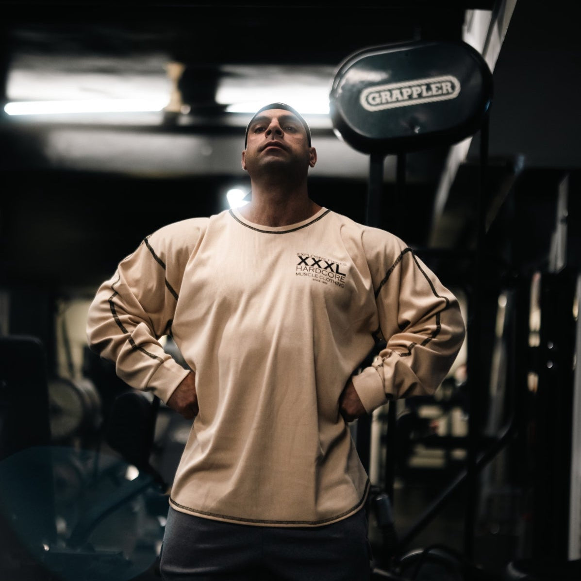 "Classic XXXL Logo" Vintage Wash Top stitched Sweat - Vanilla Cream (Limited Edition)