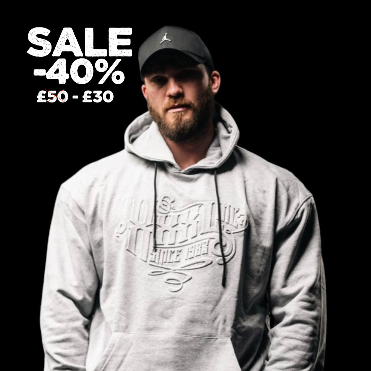 "Embossed " Pouch Hoodie - Smoke