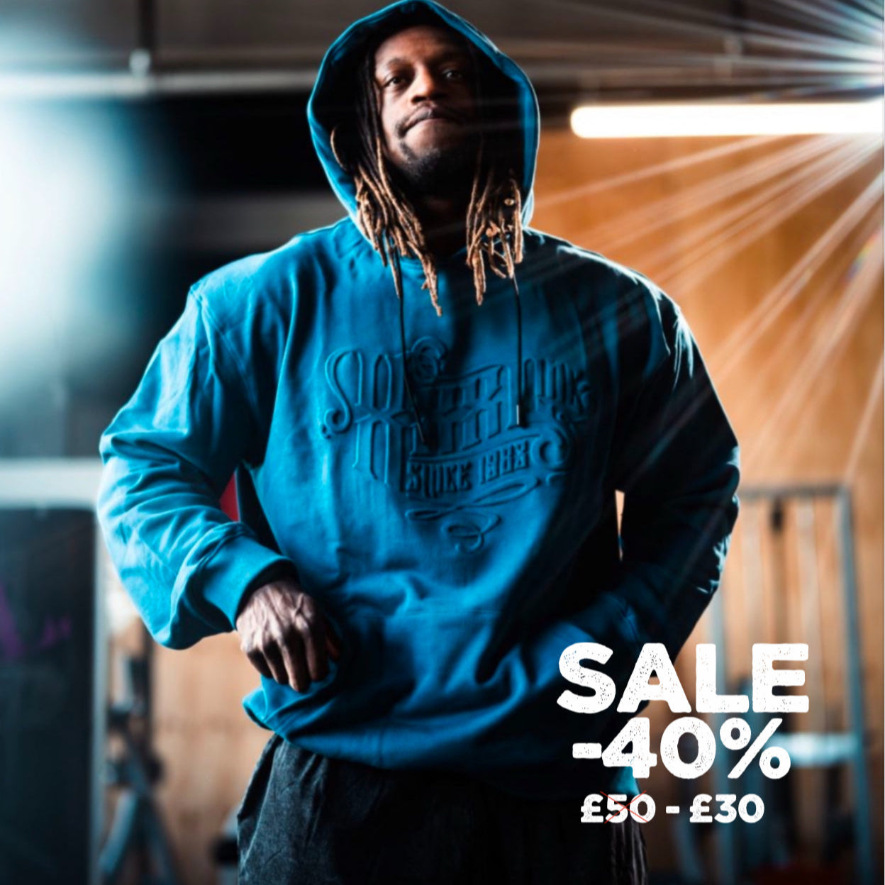 "Embossed " Pouch Hoodie - Steele blue
