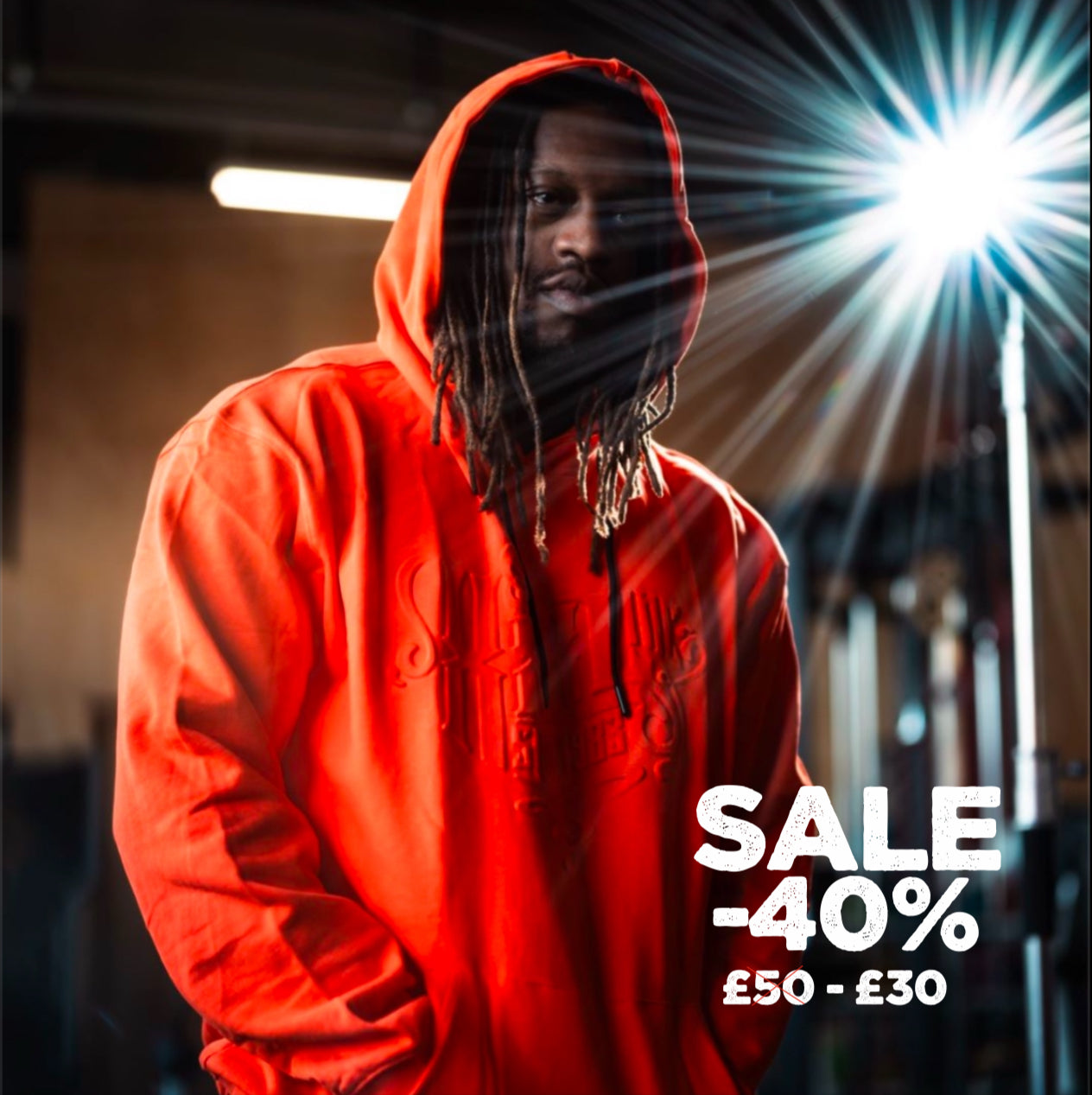 "Embossed " Pouch Hoodie - Tangerine