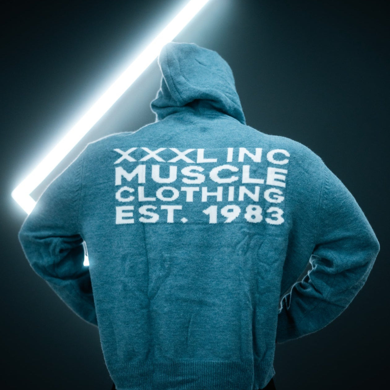 "Ultra Knit Logo" Soft Knit Pouch Hoodie - Powder Blue