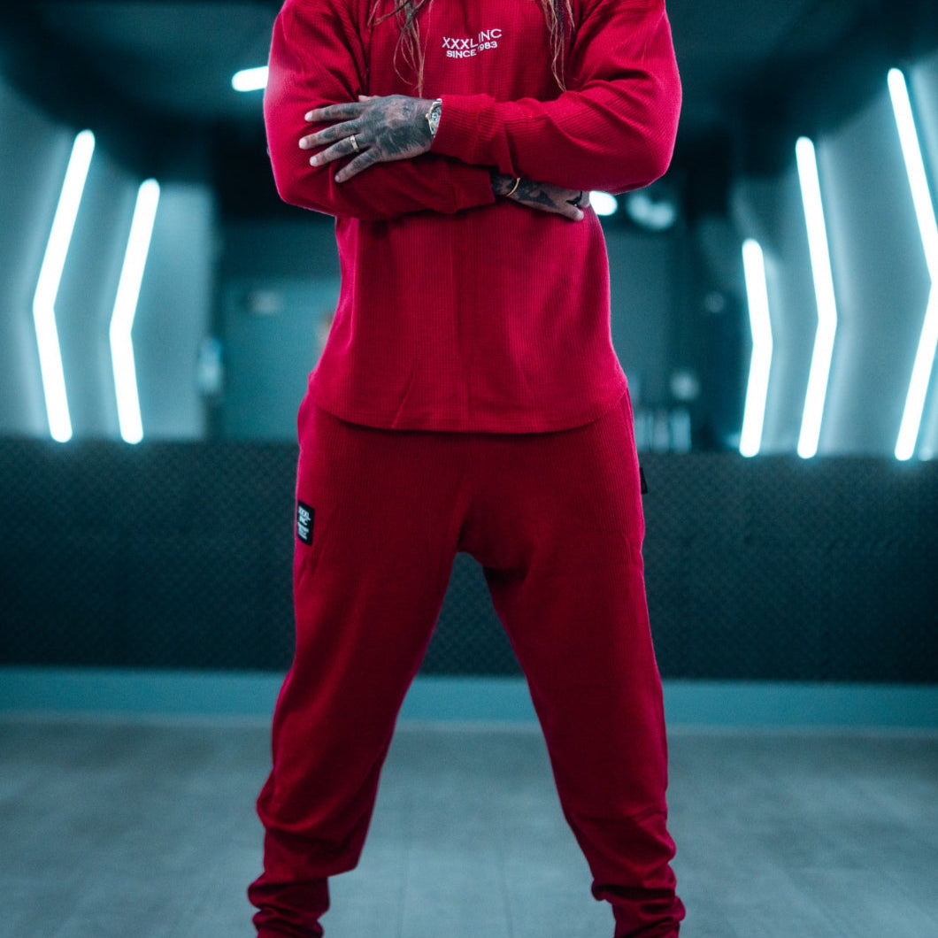 Stretch Thermal Waffle Full Cut Pant -Dark Red