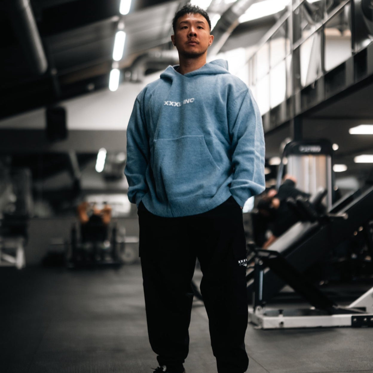"Ultra Knit Logo" Soft Knit Pouch Hoodie - Powder Blue