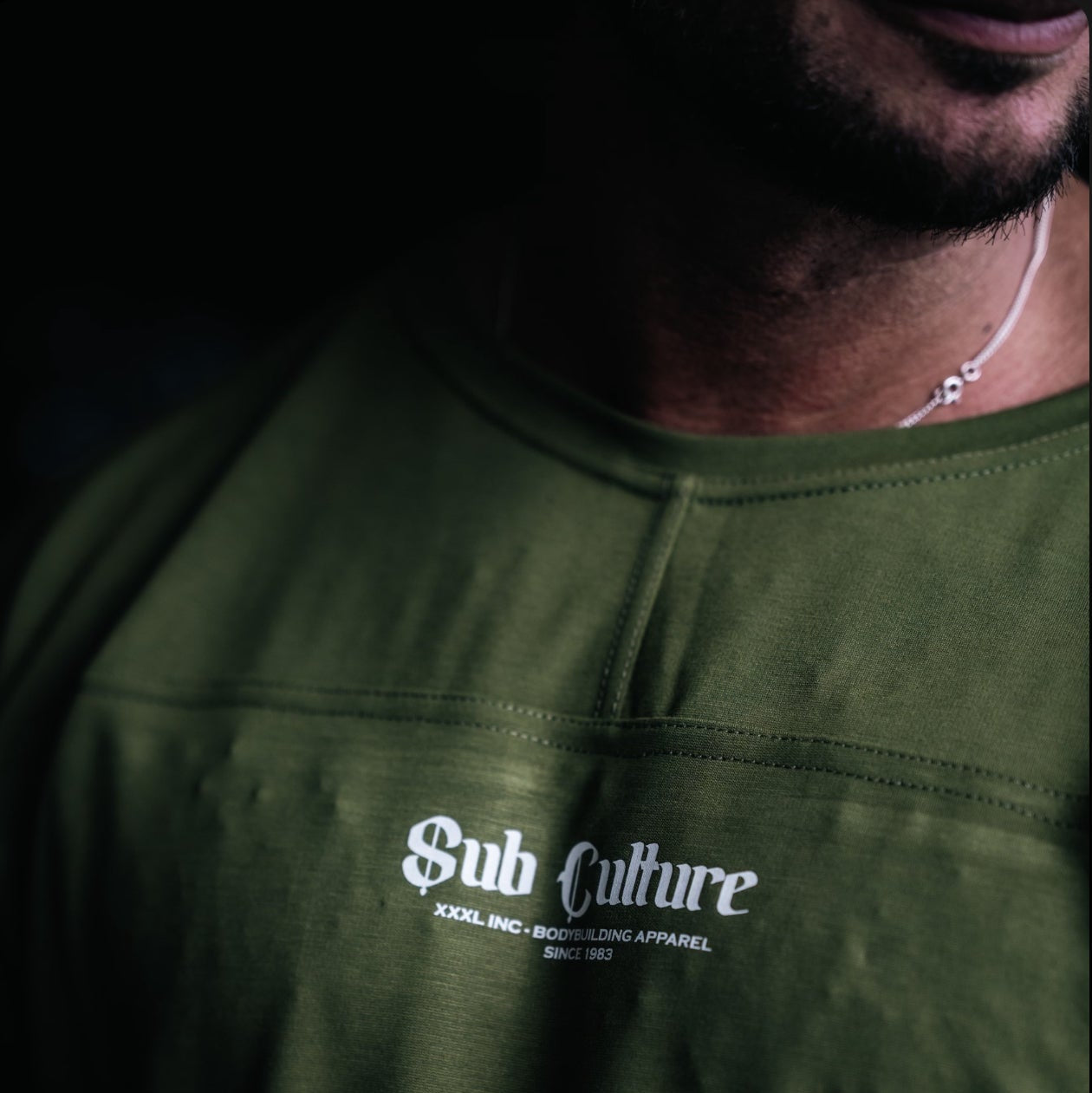 "Sub Culture " Training Rag Top - Military Green (white ink)