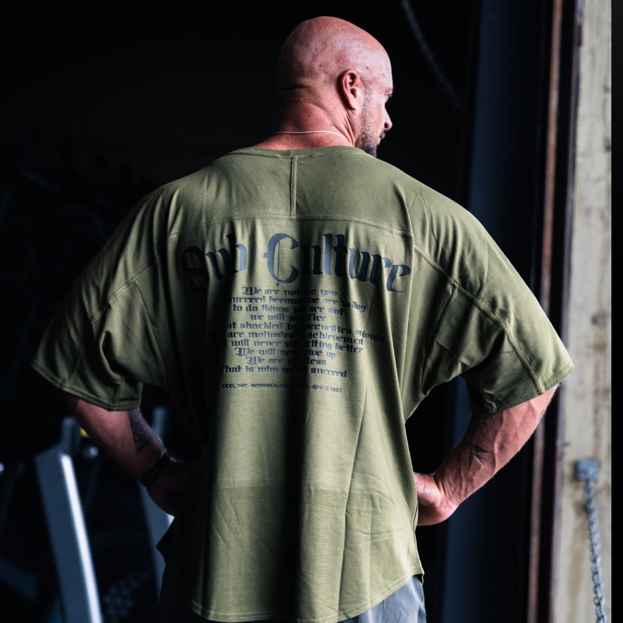 "Sub Culture " Training Rag Top - Military Green (Black ink)