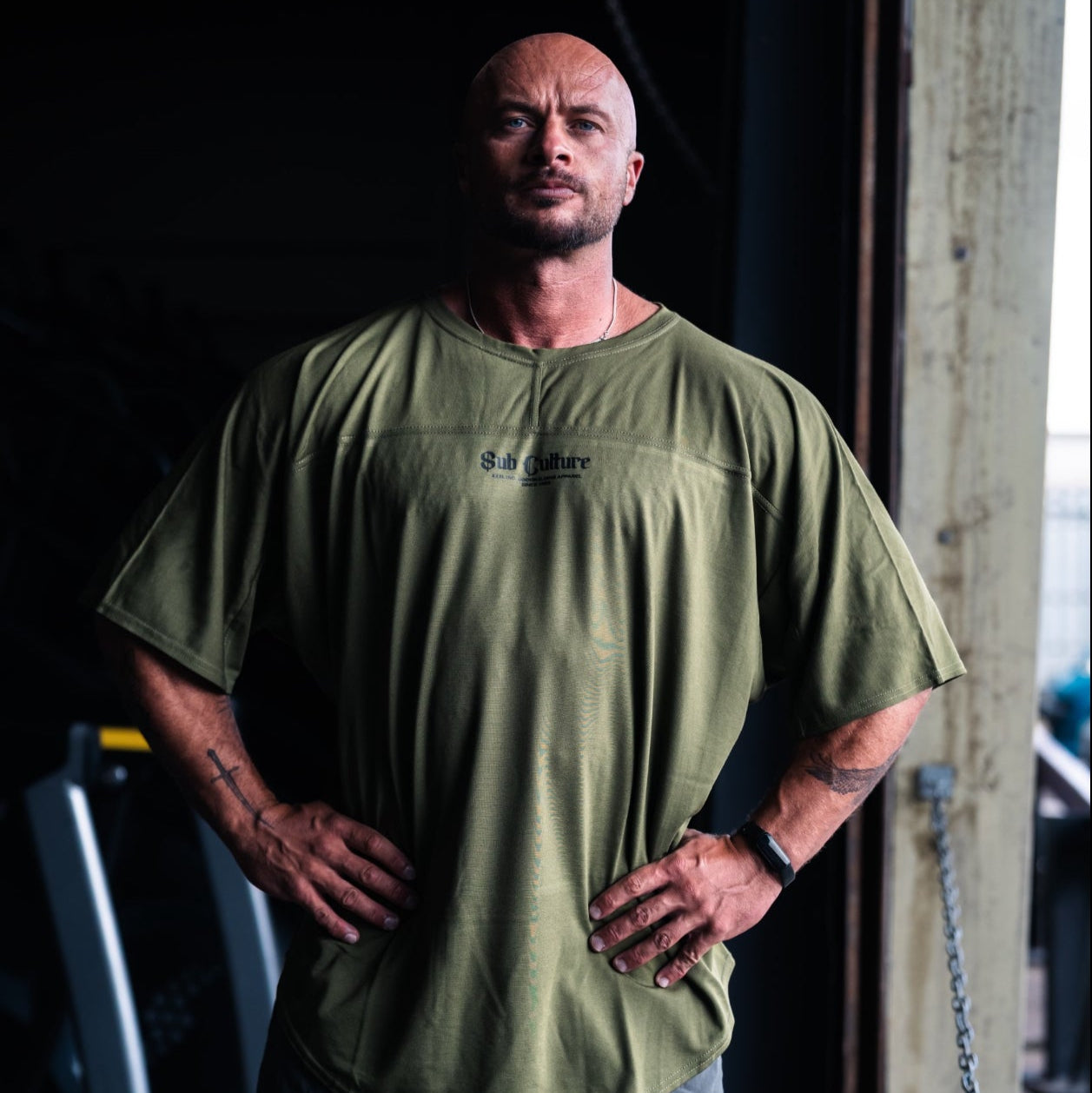 "Sub Culture " Training Rag Top - Military Green (white ink)